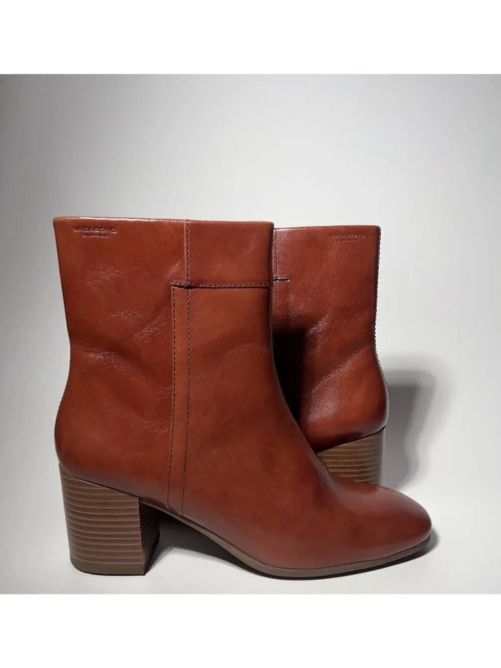 Vagabond Cinnamon Leather Ankle Boots Women’s US 7.5 EU 38 Block Heel